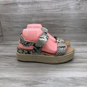 Steve Madden Sandals Womens 9 Snake Skin Print Platform Espadrille Buckle Strap